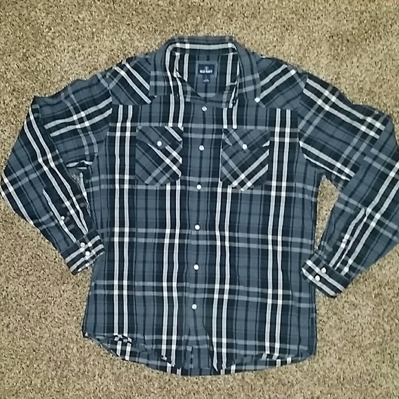 Old Navy Other - Old Navy Blue Plaid Button Up Shirt Mens Large